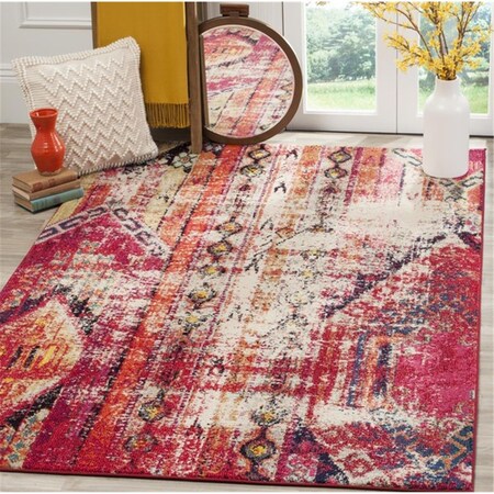 Safavieh 5 ft.1 in. x 7 ft.7 in. Monaco Power Loomed Medium Rectangle Area Rug Magenta & Multicolor MNC222D-5